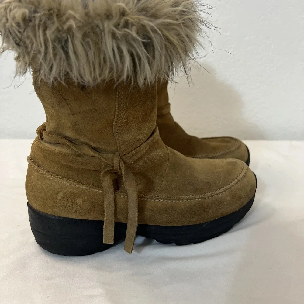 Sorel Womens Brown‎ Northern Lite Snow Waterproof Suede Faux Fur Boots Size 7